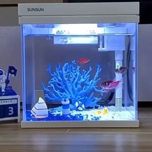 SUNSUN Mini Aquarium Fish Tank | Ultra White Glass with LED Light & Filter | SUNSUN 迷你超白玻璃鱼缸带灯带过滤 | Akuarium Mini SUNSUN