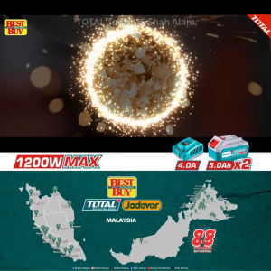 TOTAL Tools 20V 1200W BL motor 4 Cordless angle grinder 锂离子电池 20V P20s系列无绳角磨机 - TAGLI2210032