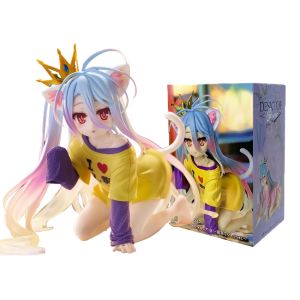 Bandai | No Game No Life Anime 10cm Desktop Shiro Cute Cat Ear Action Figure PVC Room Decor Adult Collectible Model Doll Toy