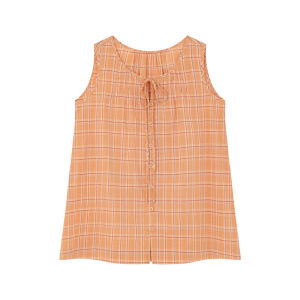 Simple Design Summer Check Loose Tank Top