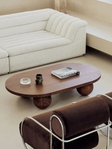 Retro Artistic Oval Wooden Tea Table Designer Creative Cherry Wood Furniture Wabi-Sabi Original Wood Tea Desk Chinese Style