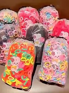 Pharaoh🎀100PCS Karet gelang elastis tinggi/ikat kepala karet anak-anak warna-warni/ikat kepala donat mini COD