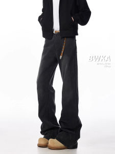 Quần Jeans Bootcut Cạp Cao Phong Cách Paris Washed Grey Micro Flare Jeans Quần Jeans Nữ Nam Thời Trang Quần Ống Thẳng Ôm Dáng