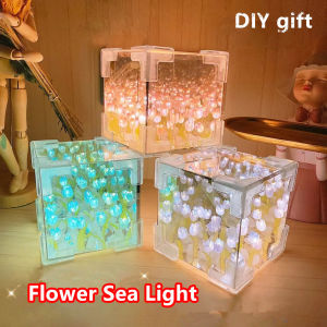 Valentines Day Tulip Lamp Sleep Light DIY Led Flower Mirror Night Lamp DIY For Girl Friend Gift