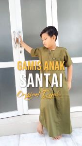 Gamis Santai Anak Laki Laki Kerah Oblong Lengan Pendek