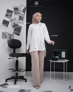 Nawwa blouse by nadheera luxury baju atasan wanita lengan panjang polos muslim rayon premium
