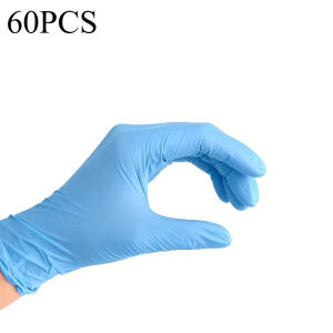 30/60/100PCS Blue Nitrile Gloves Disposable Nitrile Gloves Kitchen Baking Cleaning Hairdressing Bathroom Pet Bathing Tools