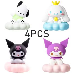 New Kawaii Sanrios Night Light Enamel Cloud Cartoon Kuromi Cinnamoroll Pochacco Small Table Light Illuminating Decoration