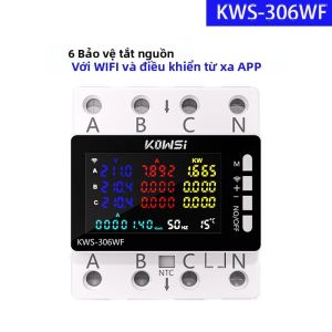Đồng Hồ Đo Năng Lượng 3 Pha 4 Dây AC 85-290V/80A Màn Hình Màu Vôn Kế Điều Khiển Từ Xa Với 6 Chức Năng Bảo Vệ Khi Mất Điện