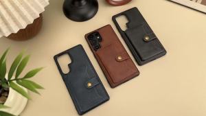 SUTENI Wireless Charging Luxury PU Leather Magnetic Buckle Phone Case Card Holder Stand For Samsung S26 Ultra S25 S24 S23 S22