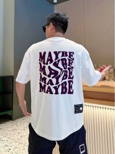 New 2024 Mens Cotton T-Shirt Loose Fit round Neck Short Sleeve Fashionable Breathable Summer Top Quality Pure Cotton Heavyweight