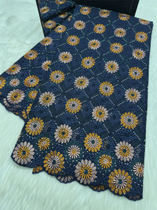 Nigerian Swiss Voile Lace Fabric With Stones Applique Stones Super Quality African fabric for women Wedding Dress Fabric M351-1