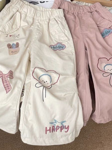 Cute Cartoon Print Trendy Versatile Girls Trousers