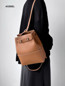 2025 New Head Layer Cowhide Leather Quirky Design Double Shoulder Bag Stylish Commuter Small Backpack Genuine Leather Womens Bag