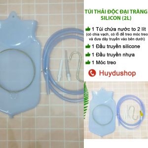 Túi thải độc đại tràng Silicon bộ túi + dụng cụ cọ rửa bộ dụng cụ thải độc đại tràng silicon 2l