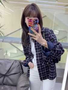 YUFUQING | Elegant French Vintage Plaid Short Coat Womens Fashion Spring 2025 Unique Stylish High-End Feel Polyester Fiber Long Sleeve