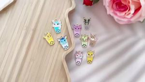 Takara Tomy | 9 Chiếc Hoạt Hình Trà Sữa Bong Bóng Charm Mặt Dây Kim Loại DIY Trang Sức Làm Đồ Dùng Cho Vòng Cổ Vòng Tay Phụ Kiện Dành Cho Lứa Tuổi Từ 14 Trở Lên