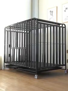 🐶3 Sizes In Stock Dog Cage Mobile Upgraded Six-sided Square Tube Dog Cage With Tray Pet Cage Indoor Dog House 狗笼