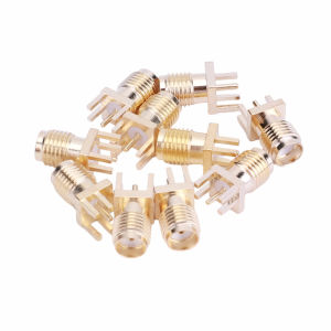 10 Pcs SMA Female Jack Adapter 50 Ohm SMA-KE Plug Socket with 4 Pins Solder PCB Board Edge Mount Adapter