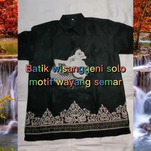 Baju batik pria dewasa setelan celana sarung batik wisanggeni solo full furing motif wayang semar hitam