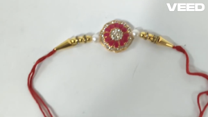 Premium Floral Designer Rakhi with Pearl & Gold Finish | Elegant Stone Work Raksha Bandhan Thread for Brother | Traditional Pooja Gift Rakhi