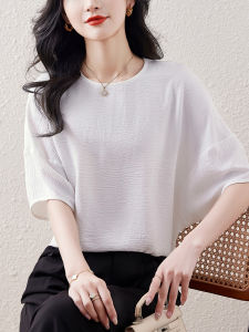 Fashion round Neck Short Sleeves Cotton and Linen T-shirt Womens Summer Wear New Arrival All-Matching Loose Casual Slim Looking Belly Covering Mom Top