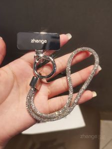 Short Phone Chain Wrist Strap Metal Clip-On Pendant Glitzy Outdoor Shell Robust Fashionable Alloy Diamond Encrusted Mobile Accessory