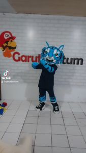Kostum maskot badut harimau mewah setelan dewasa lucu karnaval