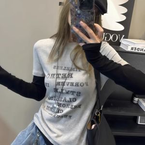 Casual Long Sleeve T-Shirt Womens Spring Summer New Style Patchwork Versatile Unique Beautiful Top Commute Style Creative Pattern