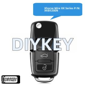 Xhorse XKB520EN Chìa Khóa Điều Khiển Từ Xa Có Dây Thế Hệ Thứ Hai Dành Cho VW B5 3 Nút Lật Hỗ Trợ Lập Trình Không Dây Cấu Trúc ABS + Kim Loại