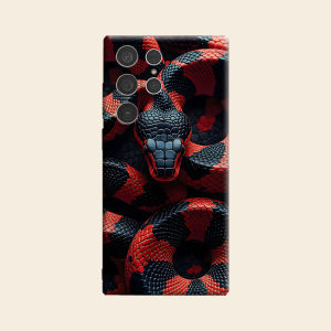BILIBILI | Red Black Snake Texture Luxury Fashion Full Lens Protective Case for Samsung Galaxy S26 S25 S24 A56 A36 Plus Ultra