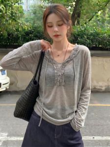 AIYITI | Oversized Summer UV Protection T-Shirt with Wooden Ear V-Neck