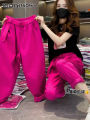 Pure Color Fashionable All-Match Stretch Dragon Fruit Harem Pants Summer Women's Clothing New Loose Slim Looking Elastic Waist Casual Pants. 