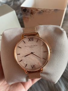 Olivia Burton London Semi Precious Rose Gold Mesh Watch for Women