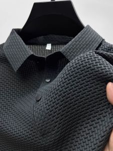 Extra Large Size 150.00kg Mesh Ice Silk Short Sleeve T-shirt Mens Shirt Collar Summer Pure Color Paul Polo Shirt Half Sleeve Tops