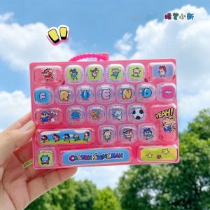 Bandai | 26-key Crayon Shin-chan Keyboard Keychain Stress Relief Toy Student Bag Charm CoupleBag Decoration Keychain Anime Figure Cosplay