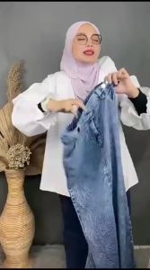 Theana Rok Jeans Skirt Wanita Belah Belakang Standar Terbaru Stretch Pinggang Karet Variasi Kancing