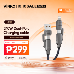 VINKO N1002 240W Type-C to Type-C USB-C Fast Charging Data Cable Dual Input and Output