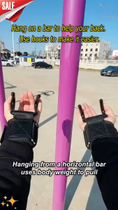 Set 2pcs (Sepasang) Wristband BR297 Gym Training Hitam Claw Gymhook Lifting Fitness Wrist Hook Strap Protector