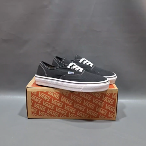 OBRAL SEPATU SNEAKERS VANSSS AT MONO BLACK WHITE 36-43 SEPATU VULCANIZED HITAM KERJA SEKOLAH KANVAS MURAH 100%