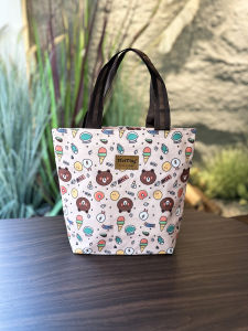 New Oxford Cloth Waterproof Handbag Lunch Box Bag Large Capacity Student Bring Food Bucket Shaped Soft Handle Tote Bag for Youth