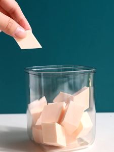 Transparent Acrylic Storage Box Round Make up Container with Whales Lid Swabs Double Compartment Organizer 卸妆棉棉签收纳盒 Kotak Simpanan - MU08