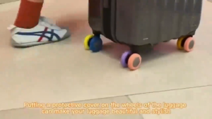 4ชิ้น/ชุด ชุดหุ้มล้อกระเป๋าเดินทาง / ปลอกหุ้มล้อกระเป๋าเดินทางป้องกันฝุ่นและรอยขีดข่วน / ปลอกหุ้มล้อซิลิโคนแบบพกพา / ปลอกหุ้มล้อกระเป๋าเดินทางทนทานต่อการสึกหรอ