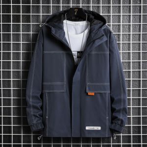 ROMON | Lormen Mens Jacket Spring Autumn New Style Short Windproof Casual Outdoor Workwear Hooded Sportswear Fleece Lined Coat