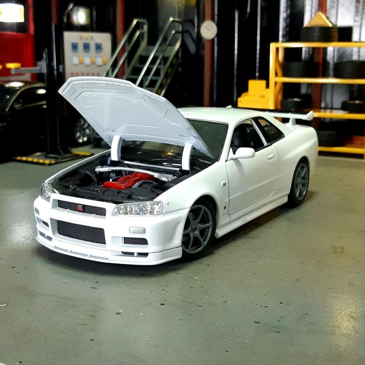 NISSAN SKYLINE GTR R34 สกายลายน์ จีทีอาร์ อาร์34 รถโมเดลเหล็ก (1:24 ...