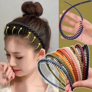 Elegant Solid Color Wave Hairbands For Women Trendy Toothed Non-slip Hair Combs Hair Accessories Girl Face Wash Sports Headbands