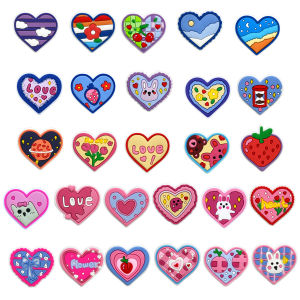 27PCS Heart-shaped Cartoon Accessories Small Phone Cases Hair Accessories Handmade DIY Accessories Cute PVC Soft Rubber Patches
