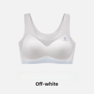 miiow | Sports Bra For Teenage Girls Seamless Shockproof Fixed Strap Vest Style Underwear Full Cup Air Cushion Pad All Season Use