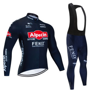 Alpecin New Team Breathable Long Sleeve Men Cycling Jersey Set MTB Bike Clothing Autumn Bicycle Clothes Maillot Ropa Ciclismo