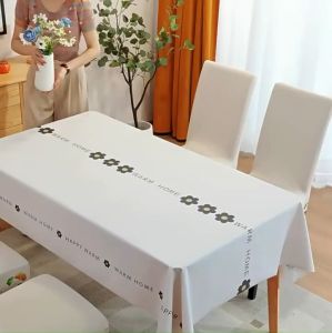 3LI ผ้าปูโต๊ะแบบหนาขึ้น สีขาวออกครีม HOME การทอด้วยเส้นด้ายมีความหนาแน่น แบบมินิมอล ลายดอกไม้เรียบๆ ทนต่อรอยการขีดข่วน มีให้เลือก4ขนาด